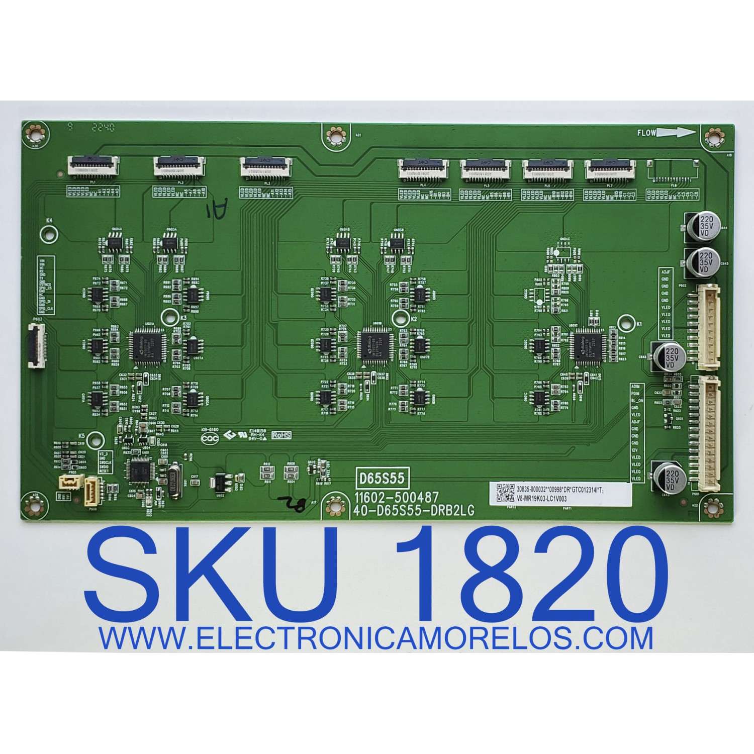 LED DRIVER PARA TV TCL / NUMERO DE PARTE 30835-000032 / 40-D65D55-DRB2LG / V8-MR19K03-LC1V003 / 11602-500487 / DISPLAY ST6451D06-3 VER.2.1 / MODELO 65S555	